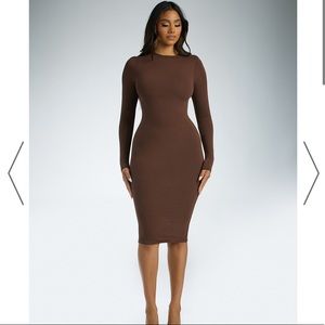 Naked Wardrobe Brown Midi Dress